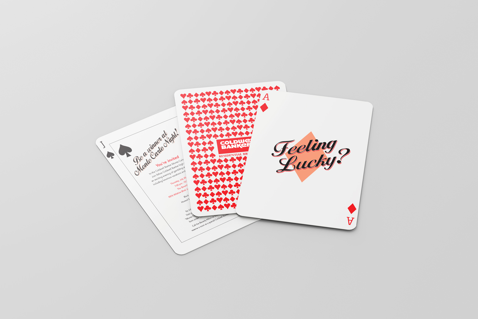 Marketing Collateral Graphic Design. An invitation to a game night designed to look like playing cards. By William Moschell Design Works. Honolulu, Hawaii real estate invitation graphic designer.