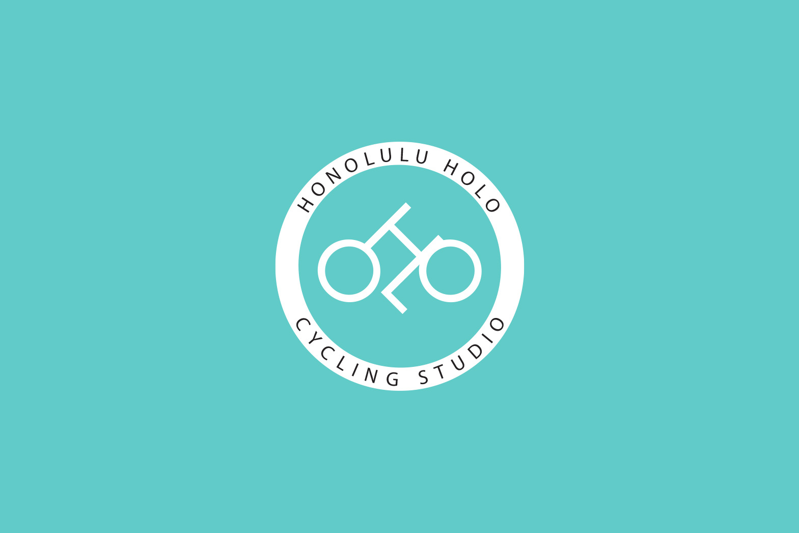 Cycling Studio Branding. Circular icon designed with HOLO mixed up to resemble a bike. By William Moschell Design Works. Honolulu, Hawaii logo designer.