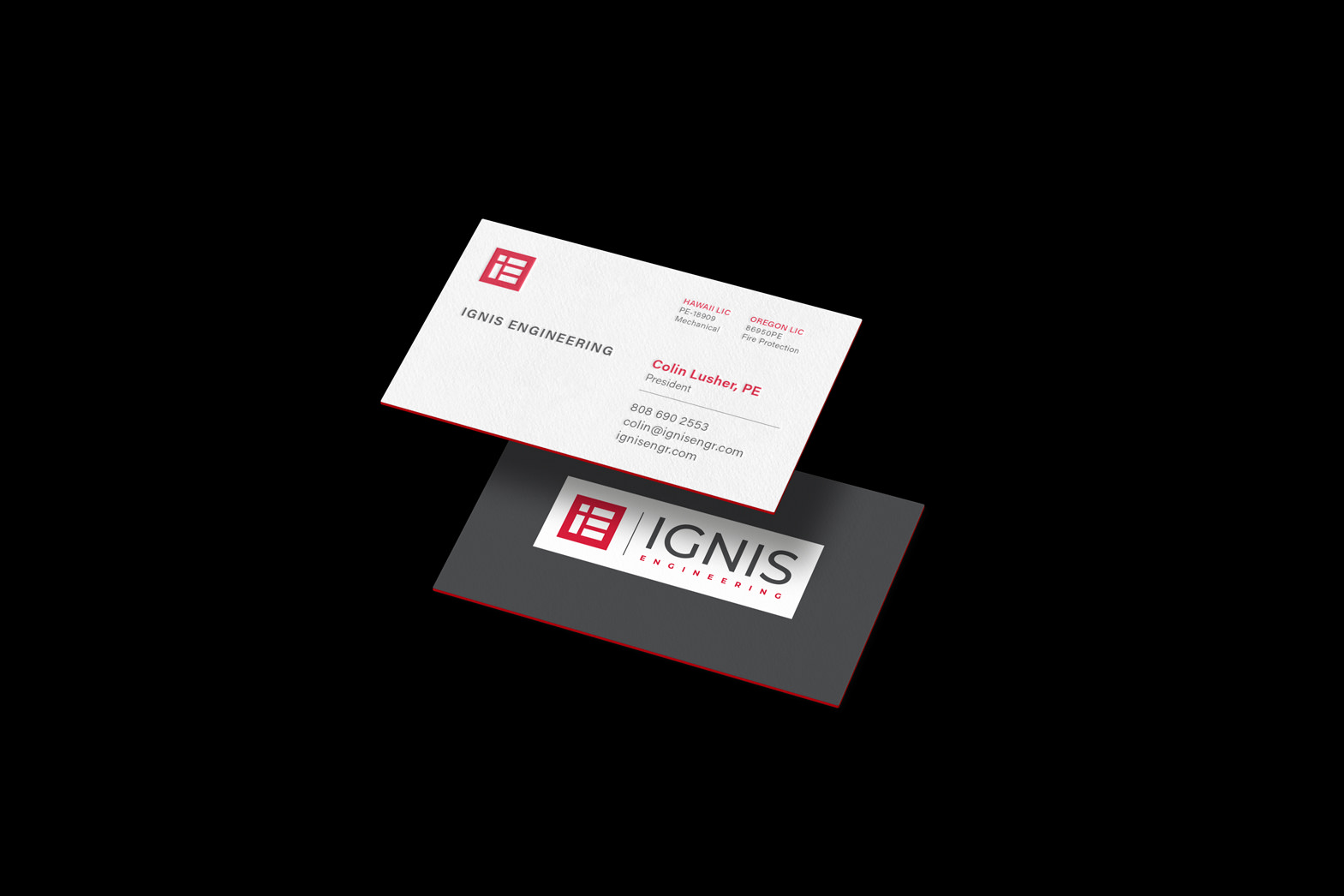 Extra thick business card design with a red painted edge