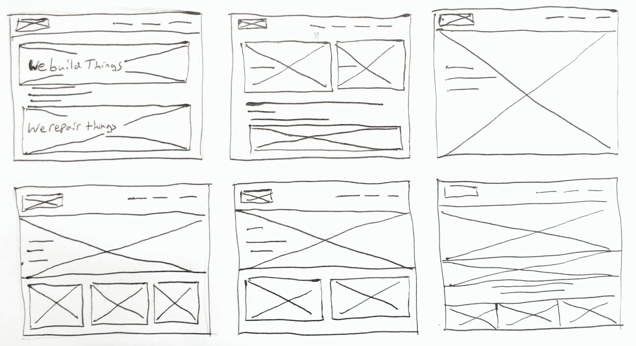 Vigor homepage paper wireframes