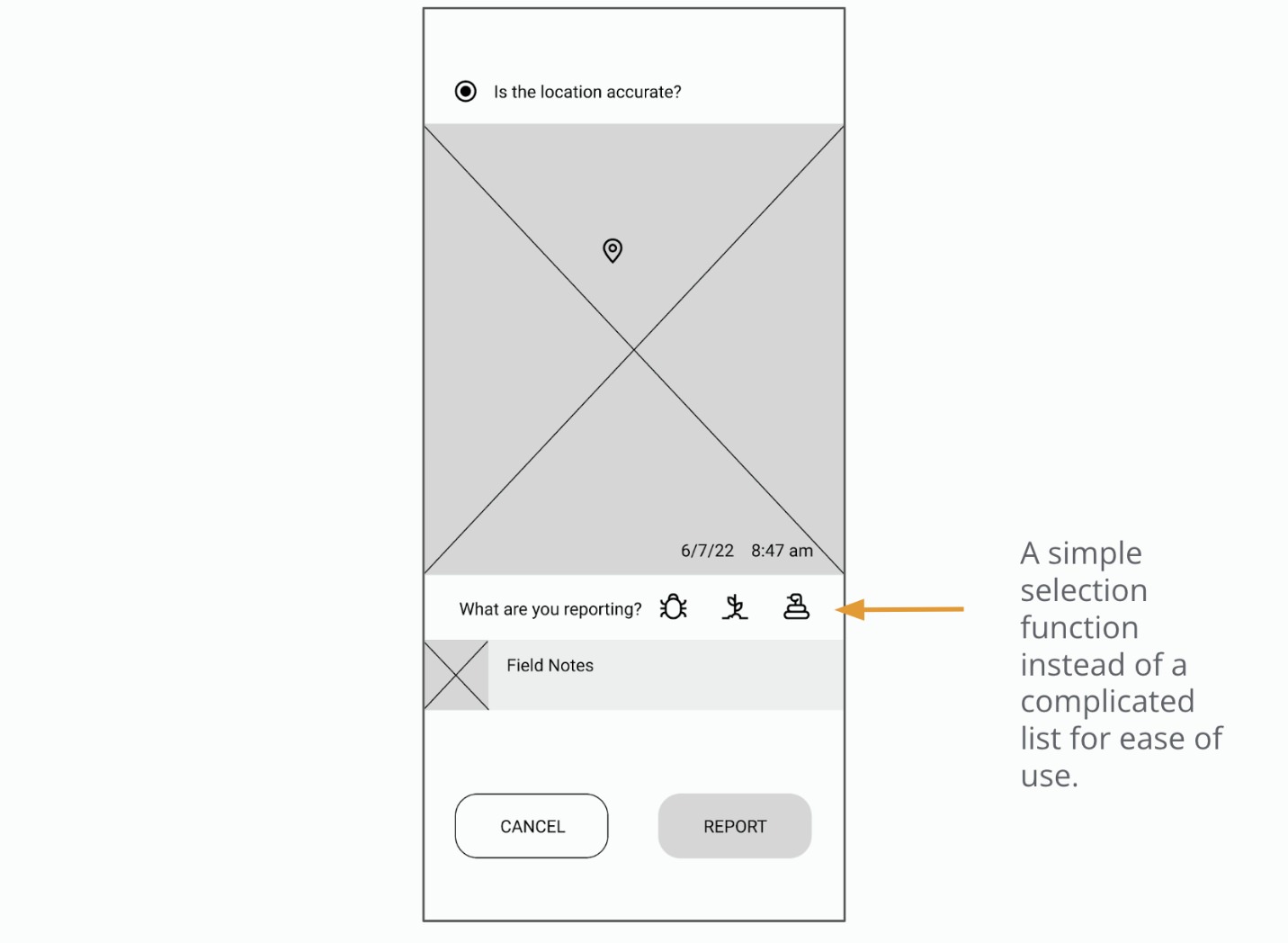 Wireframes of app revision